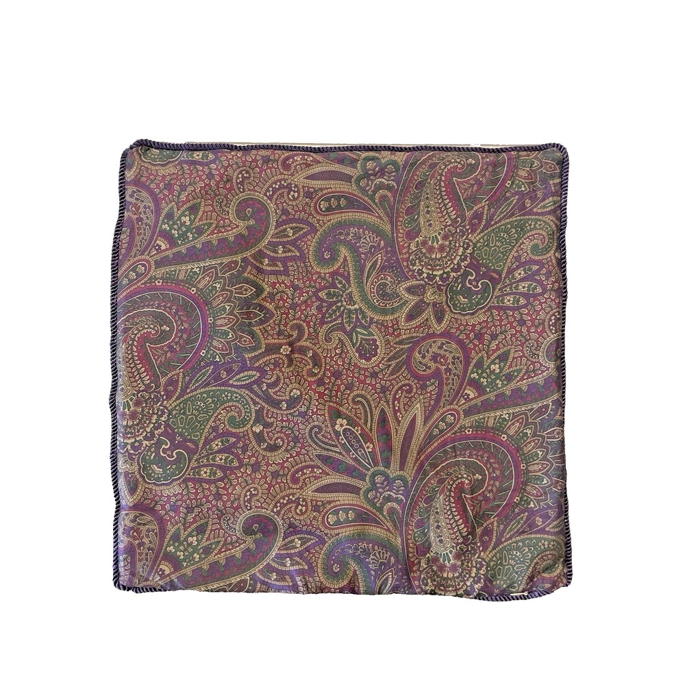 Vtg Ralph Lauren Bohemian Paisley Purple Throw Pillow Cover 18"x18" Rope Trim